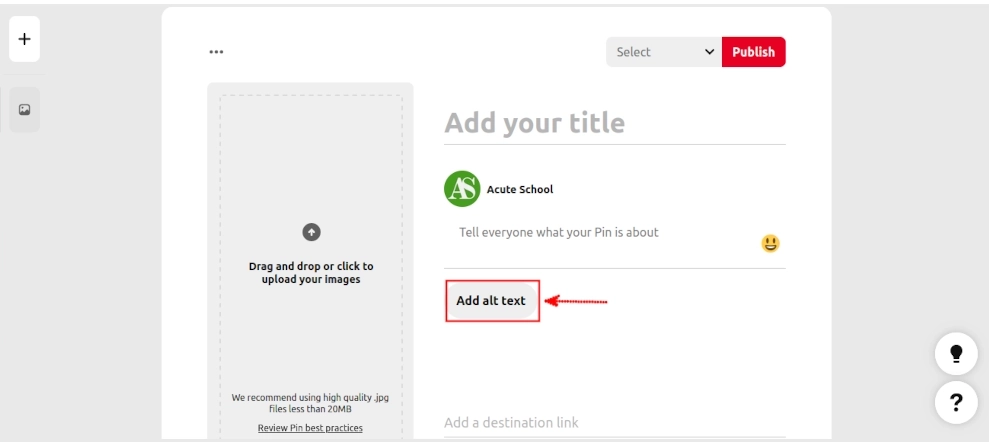 Adding alt text to a pin on Pinterest